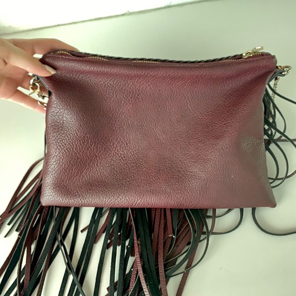 Maroon Fringe Crossbody Purse - Picture 4 of 4